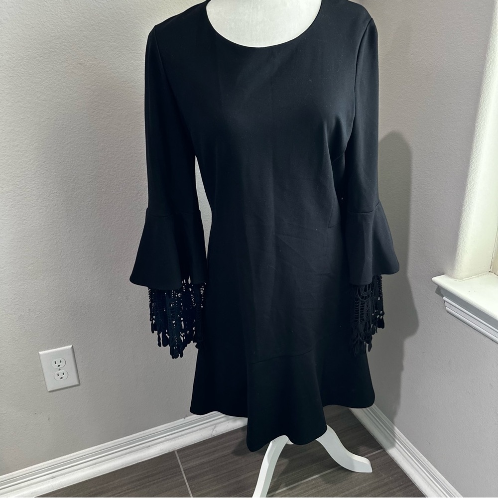 Kobi Halperin Womens Fannie Lace Bell Sleeve Dress Black Size 10 $498 NWT